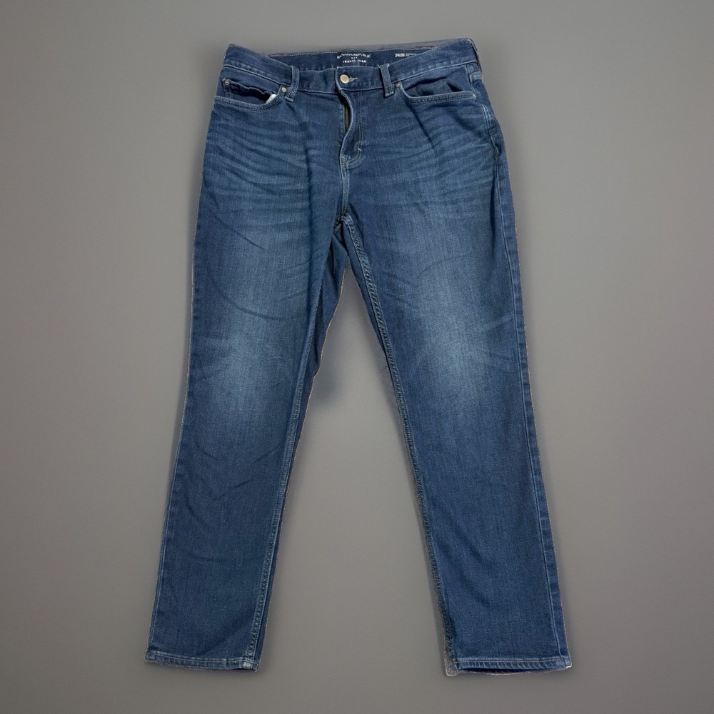 Banana Republic Men Travel Jeans (34x30) Athletic Fit Dark Wash Stretch Denim